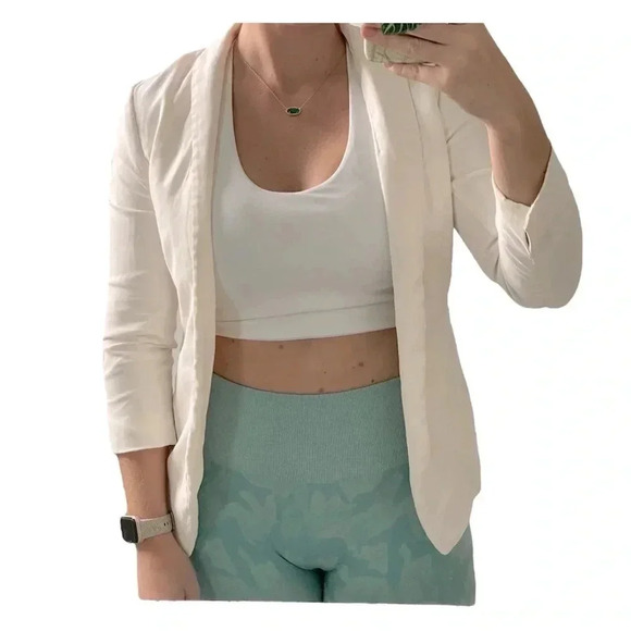 H&M Cream Blazer with Pockets Business Casual Office Jacket, size 4 or Small - Picture 10 of 10